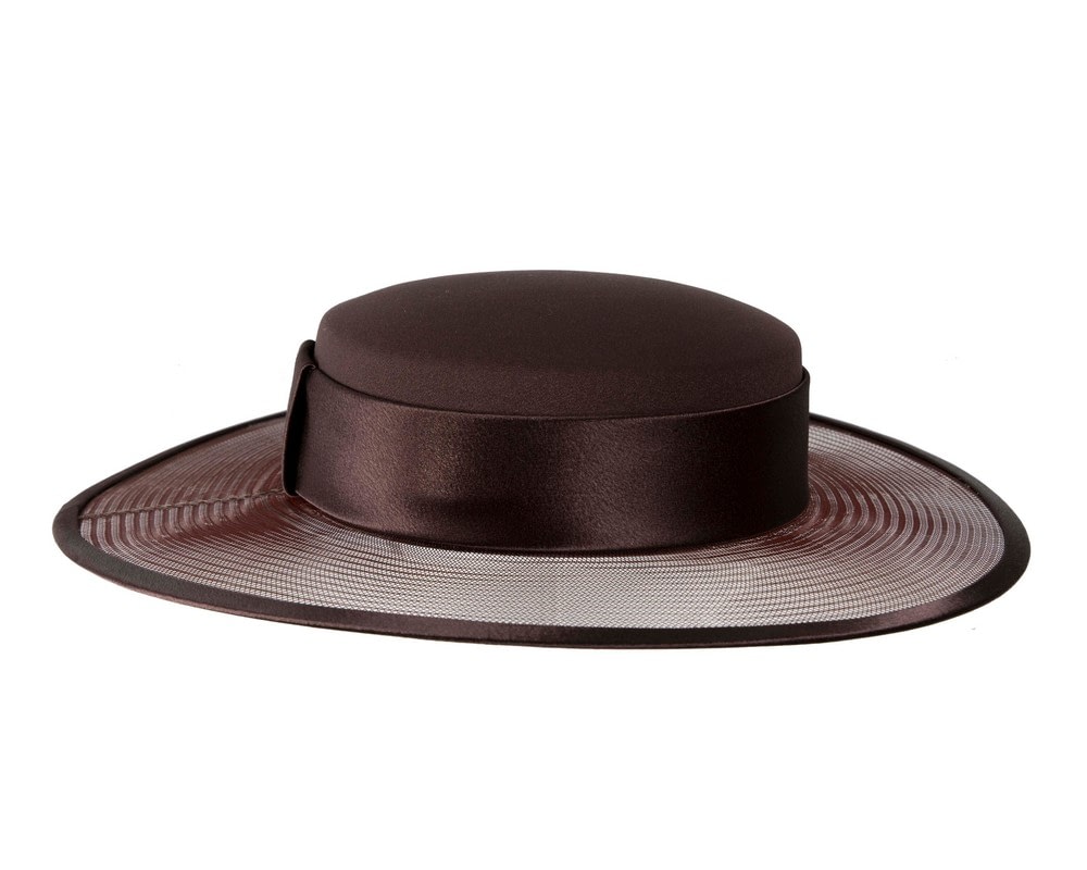 Chocolate boater hat by Cupids Millinery Melbourne - Fascinators Online Chocolate boater hat by Cupids Millinery Melbourne - Image 3