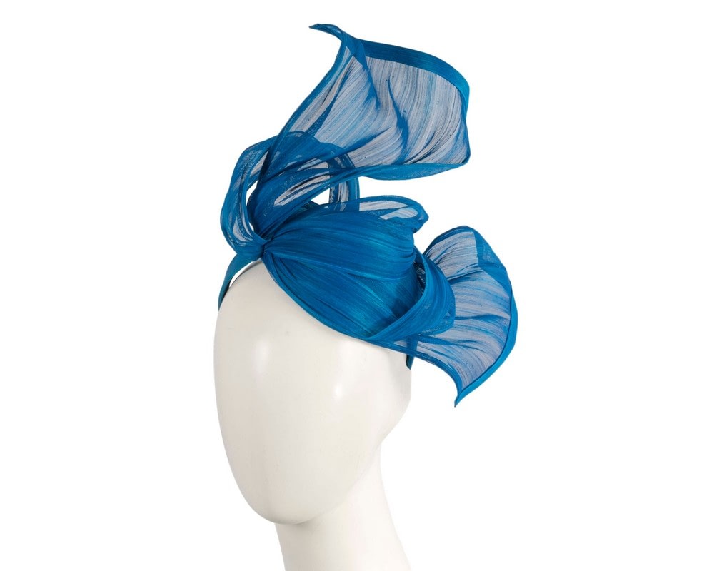 Blue silk abaca racing fascinator by Fillies Collection - Fascinators Online Blue silk abaca racing fascinator by Fillies Collection