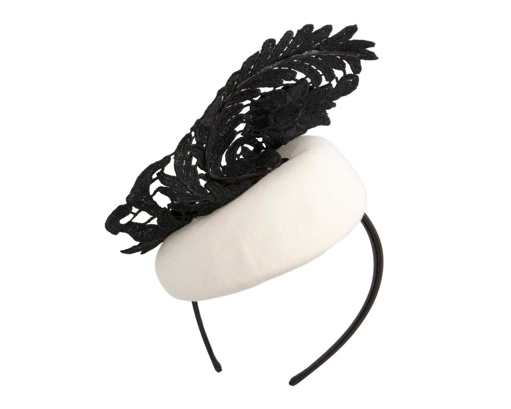 Sophisticated Cream & Black Pillbox Fascinator by Fillies Collection - Fascinators Online Sophisticated Cream & Black Pillbox Fascinator by Fillies Collection - Image 5