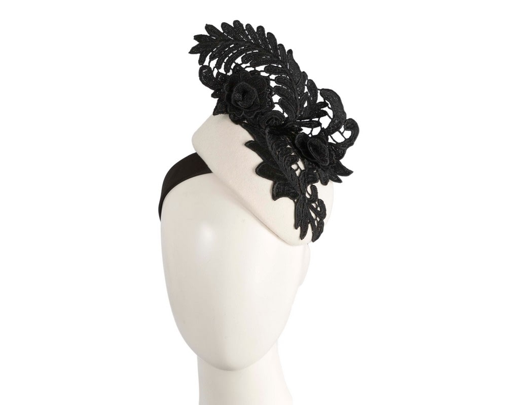 Fascinators Online - Sophisticated Cream & Black Pillbox Fascinator by Fillies Collection