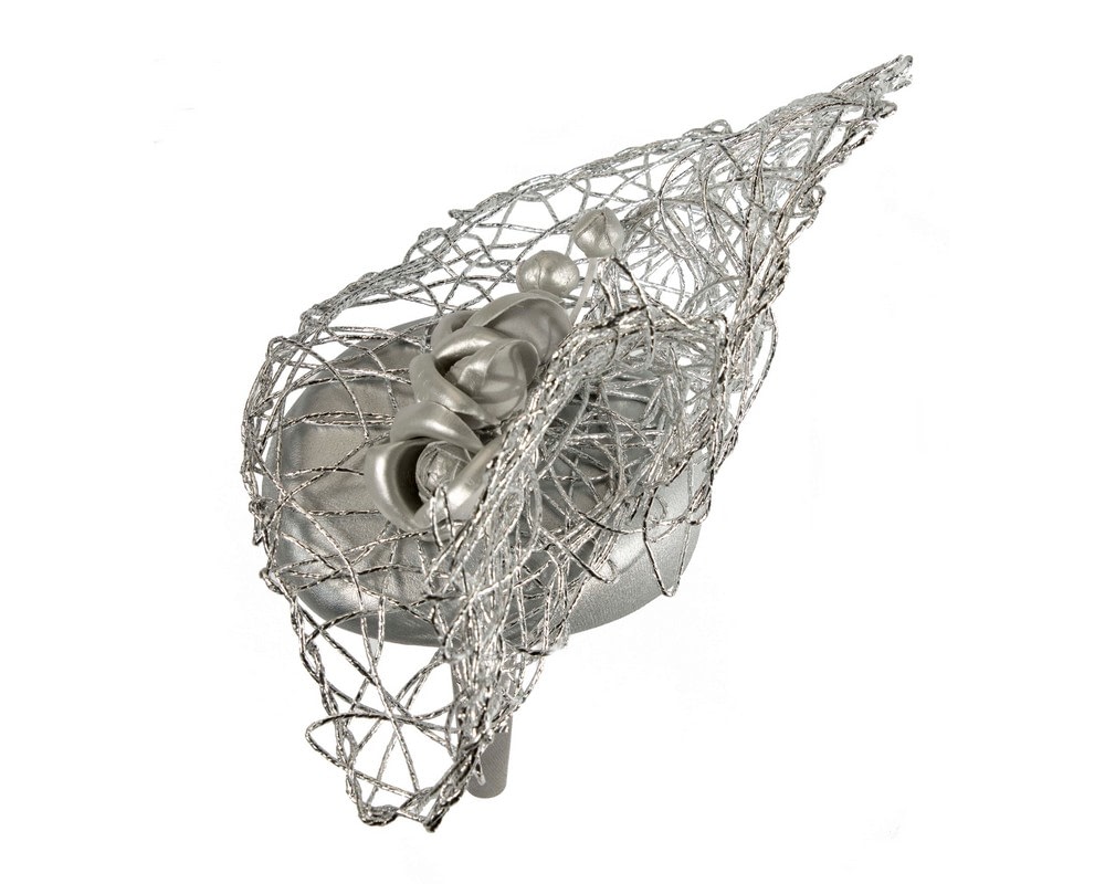 Exclusive silver leather fascinator by Fillies Collection - Fascinators Online Exclusive silver leather fascinator by Fillies Collection - Image 4
