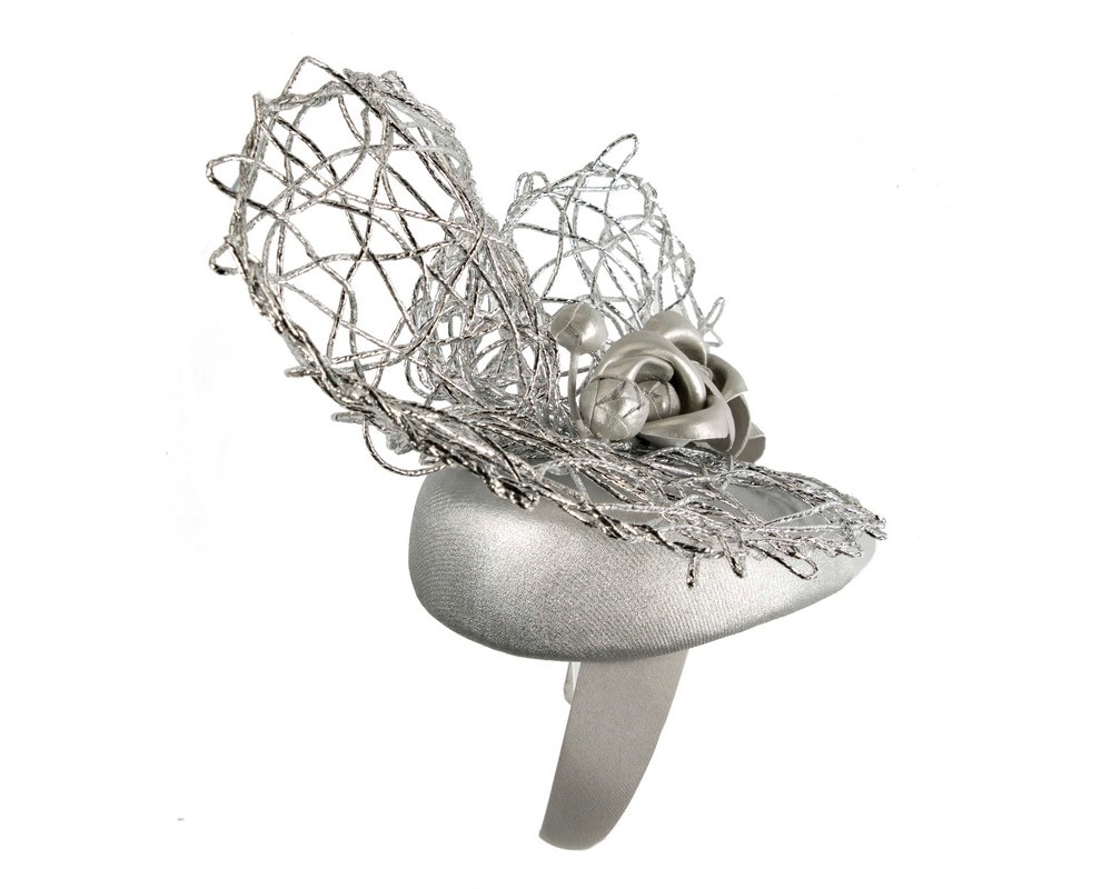 Exclusive silver leather fascinator by Fillies Collection - Fascinators Online Exclusive silver leather fascinator by Fillies Collection - Image 3