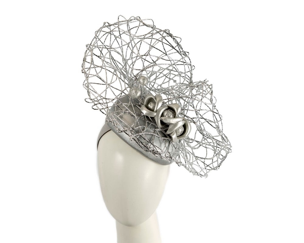Fascinators Online - Exclusive silver leather fascinator by Fillies Collection