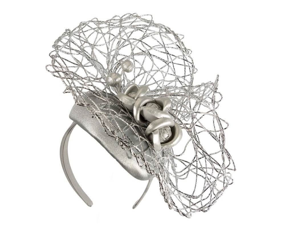 Fascinators Online - Exclusive silver leather fascinator by Fillies Collection