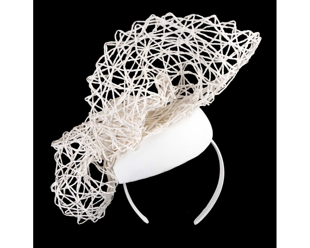 Exclusive white leather fascinator by Fillies Collection - Fascinators Online Exclusive white leather fascinator by Fillies Collection - Image 6