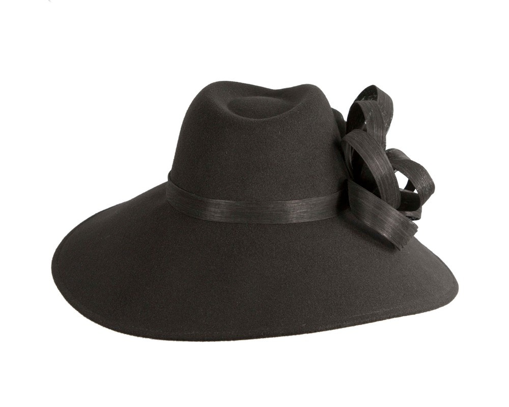 Black Wide-Brim Ladies Winter Hat by Fillies Collection - Fascinators Online Black Wide-Brim Ladies Winter Hat by Fillies Collection - Image 6