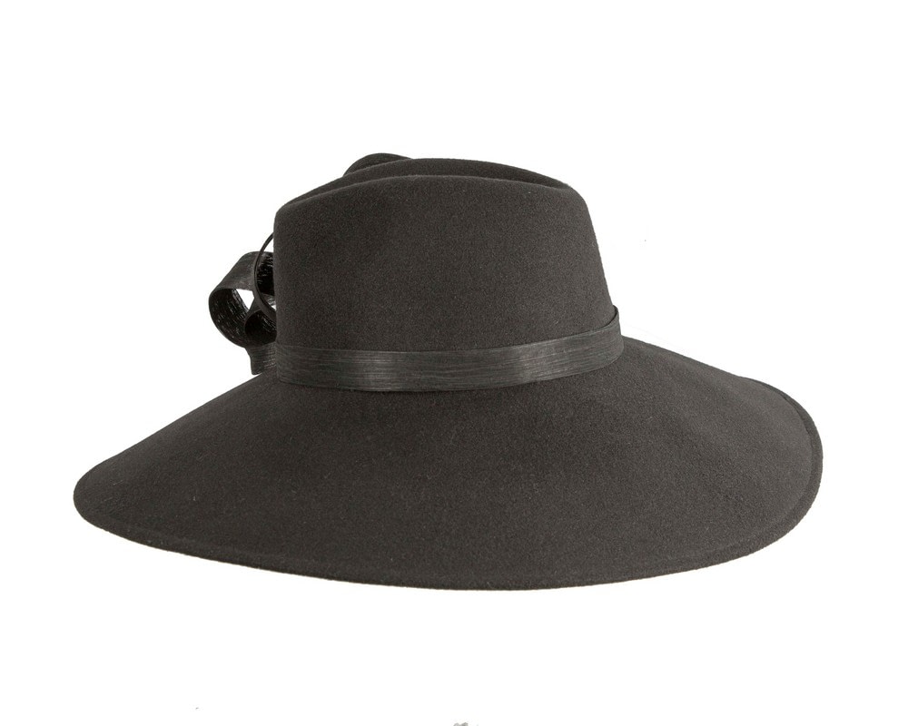Black Wide-Brim Ladies Winter Hat by Fillies Collection - Fascinators Online Black Wide-Brim Ladies Winter Hat by Fillies Collection - Image 3