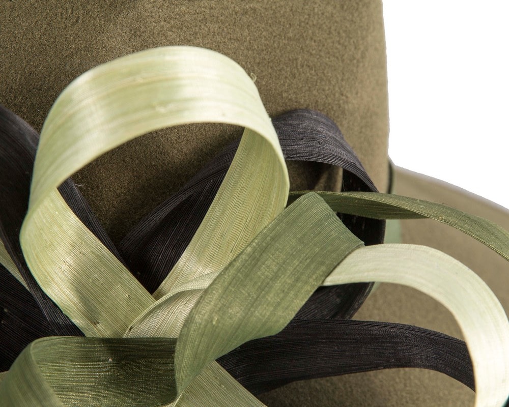 Olive Green Wide-Brim Ladies Winter Hat by Fillies Collection - Fascinators Online Olive Green Wide-Brim Ladies Winter Hat by Fillies Collection - Image 5