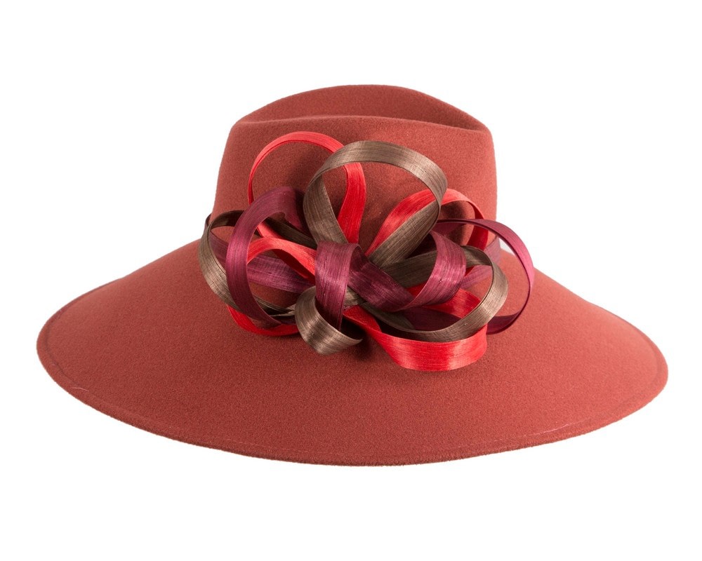 Rust Wide-Brim Ladies Winter Hat by Fillies Collection - Fascinators Online Rust Wide-Brim Ladies Winter Hat by Fillies Collection - Image 4