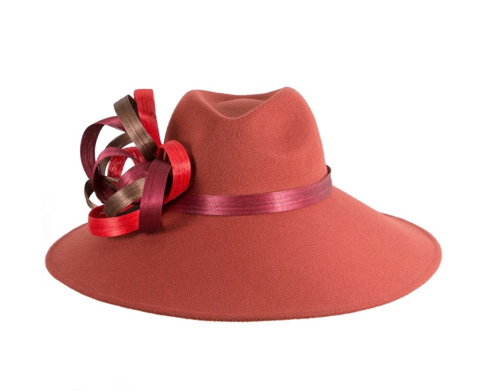 Fascinators Online - Rust Wide-Brim Ladies Winter Hat by Fillies Collection