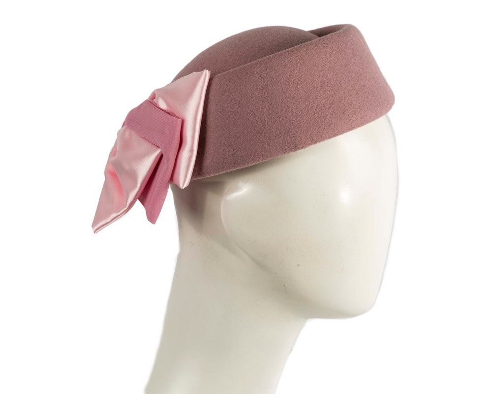 Fascinators Online - Large dusty pink felt pillbox hat by Fillies Collection