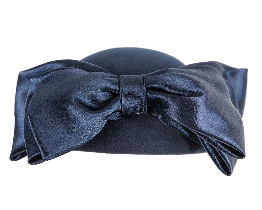 Large navy felt pillbox hat by Fillies Collection - Fascinators Online Large navy felt pillbox hat by Fillies Collection - Image 6