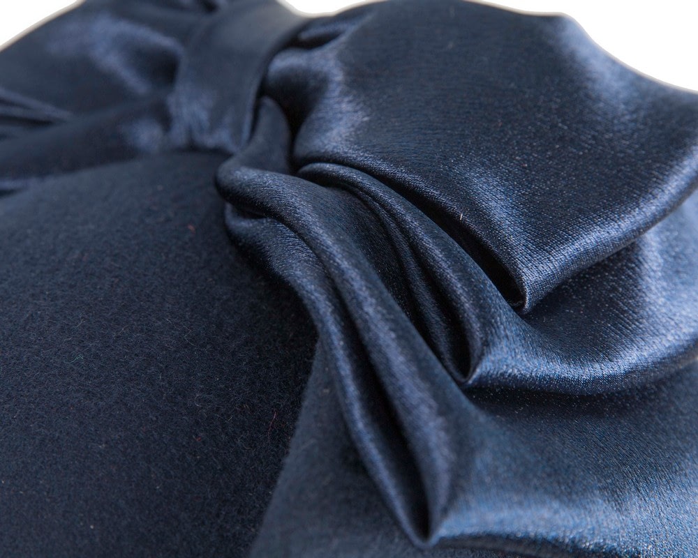 Large navy felt pillbox hat by Fillies Collection - Fascinators Online Large navy felt pillbox hat by Fillies Collection - Image 5