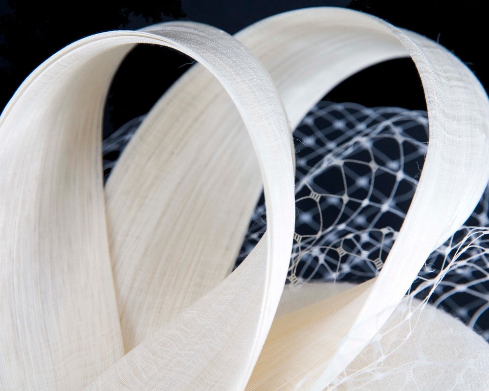Cream pillbox fascinator with loops and face veil - Fascinators Online Cream pillbox fascinator with loops and face veil - Image 5