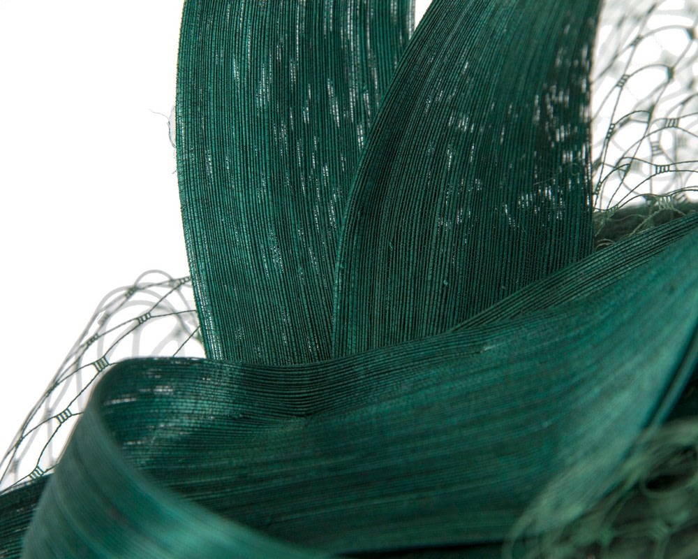 Dark Green pillbox fascinator with loops and face veil - Fascinators Online Dark Green pillbox fascinator with loops and face veil - Image 5