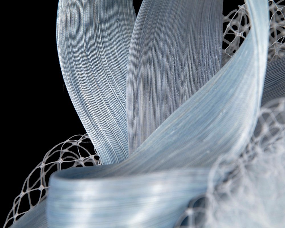 Light blue pillbox fascinator with loops and face veil - Fascinators Online Light blue pillbox fascinator with loops and face veil - Image 5