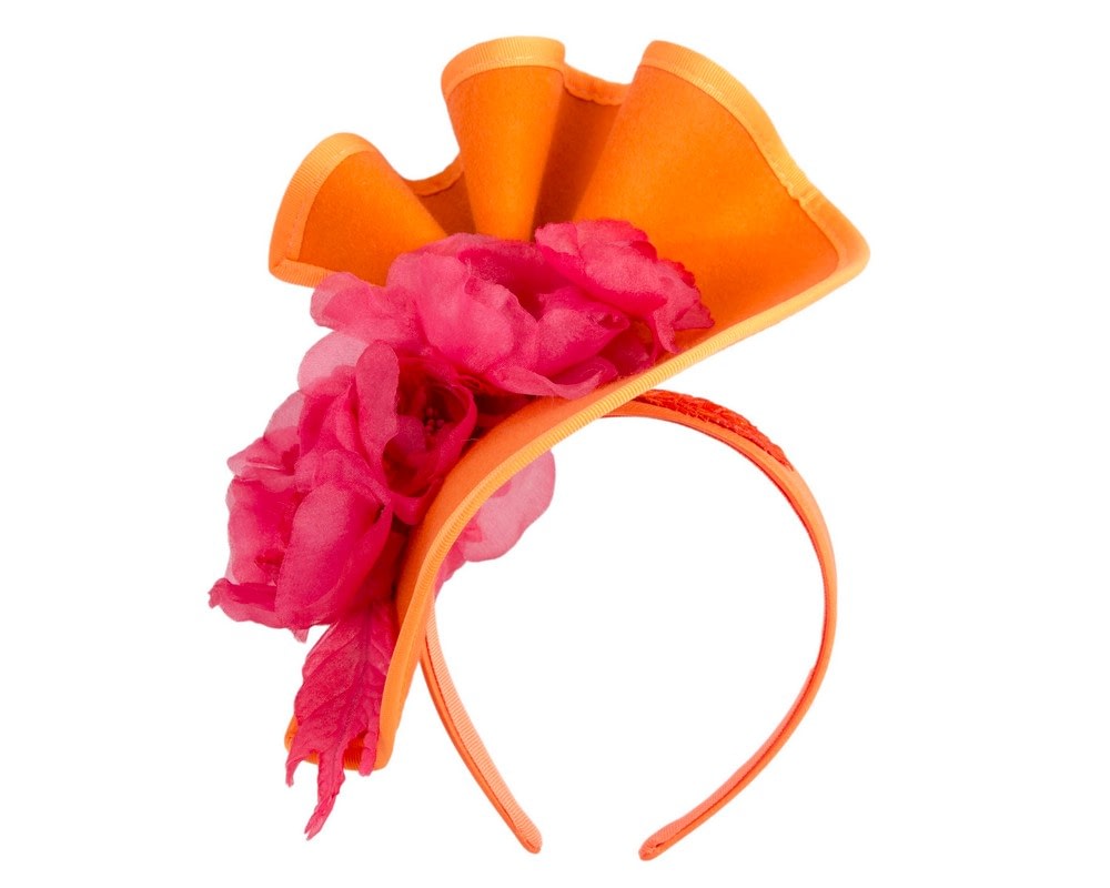 Fascinators Online - Orange & Fuchsia Winter Racing Fascinator by Fillies Collection