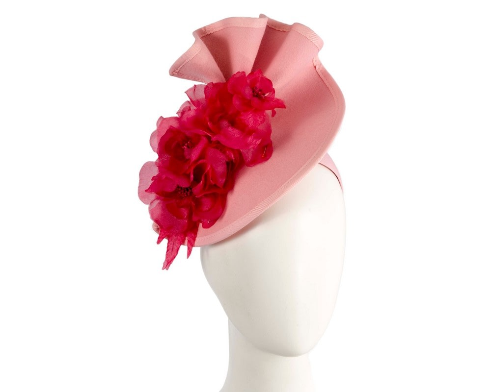 Fascinators Online - Pink & Red Winter Racing Fascinator by Fillies Collection