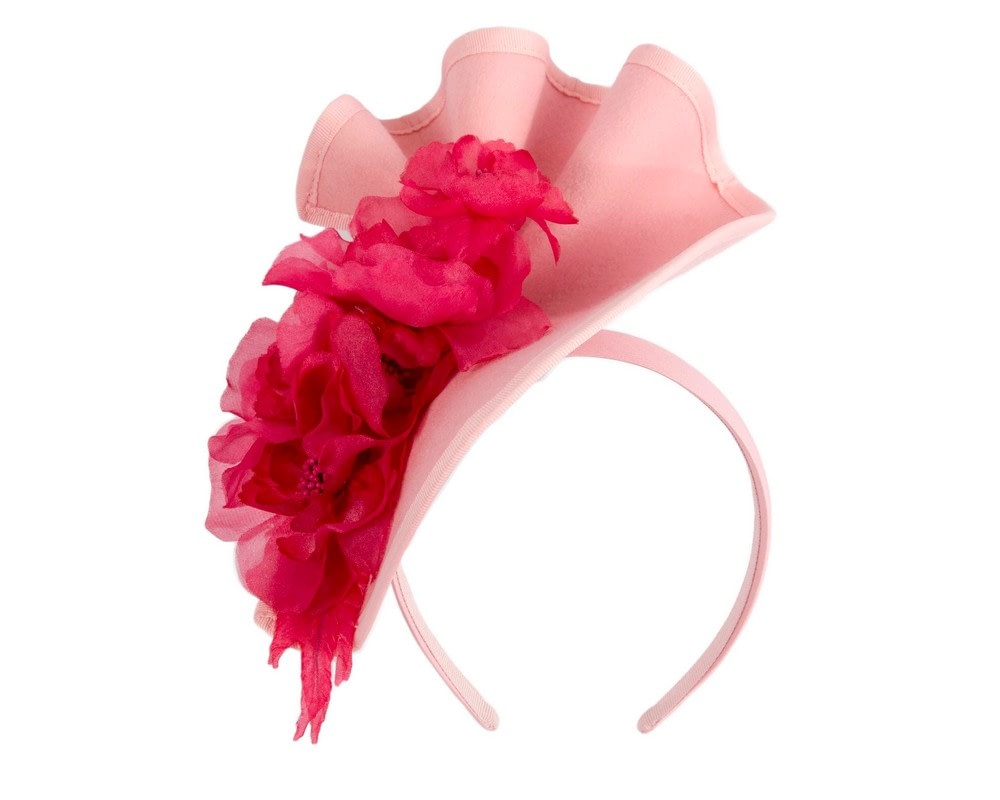 Fascinators Online - Pink & Red Winter Racing Fascinator by Fillies Collection