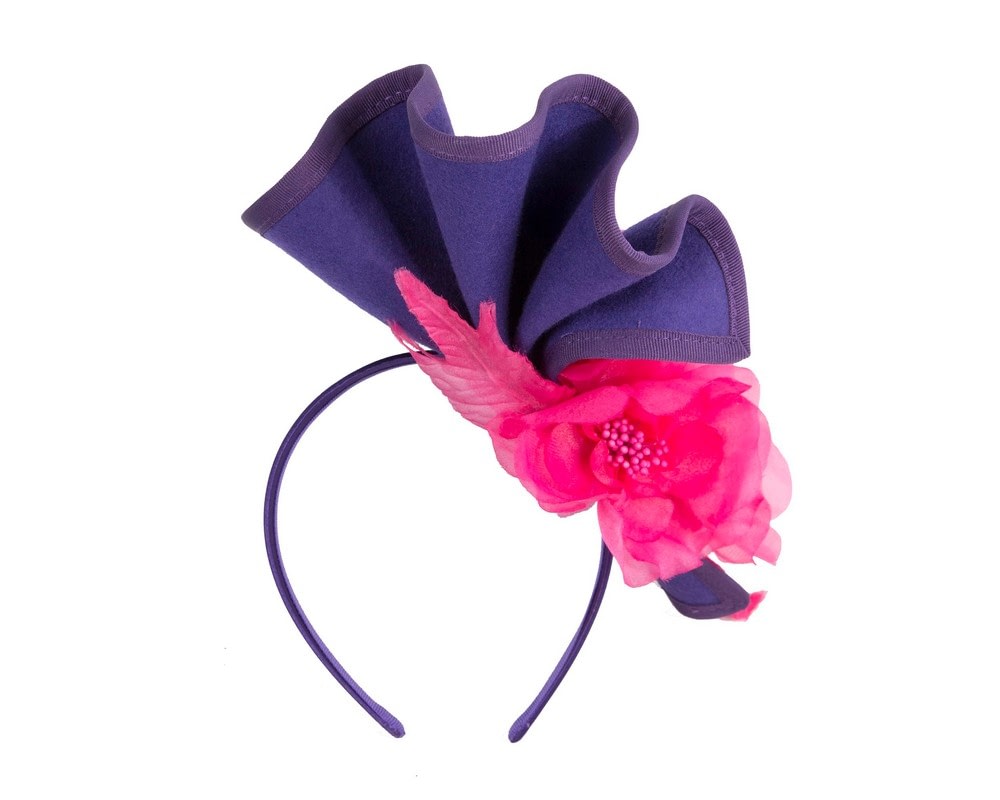 Purple & Fuchsia Winter Racing Fascinator by Fillies Collection - Fascinators Online Purple & Fuchsia Winter Racing Fascinator by Fillies Collection - Image 4