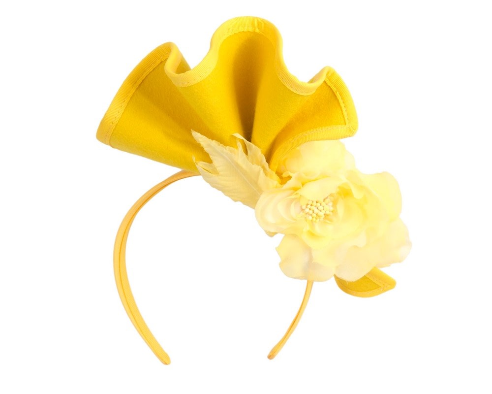 Yellow Winter Racing Fascinator by Fillies Collection - Fascinators Online Yellow Winter Racing Fascinator by Fillies Collection - Image 4