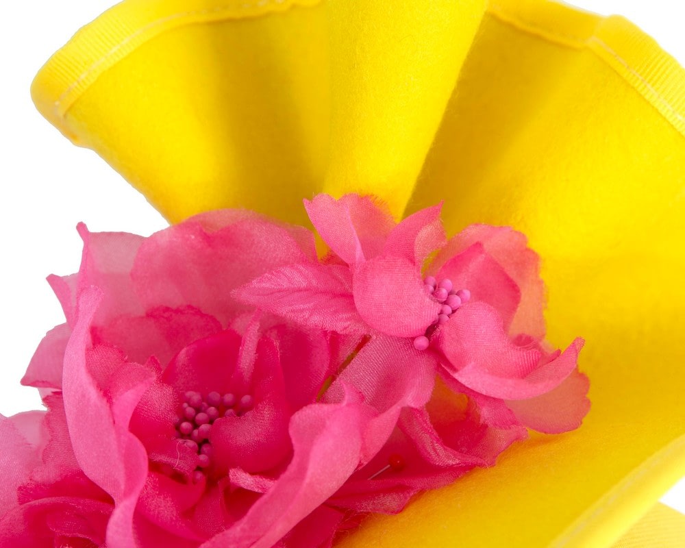 Yellow & Fuchsia Winter Racing Fascinator by Fillies Collection - Fascinators Online Yellow & Fuchsia Winter Racing Fascinator by Fillies Collection - Image 3