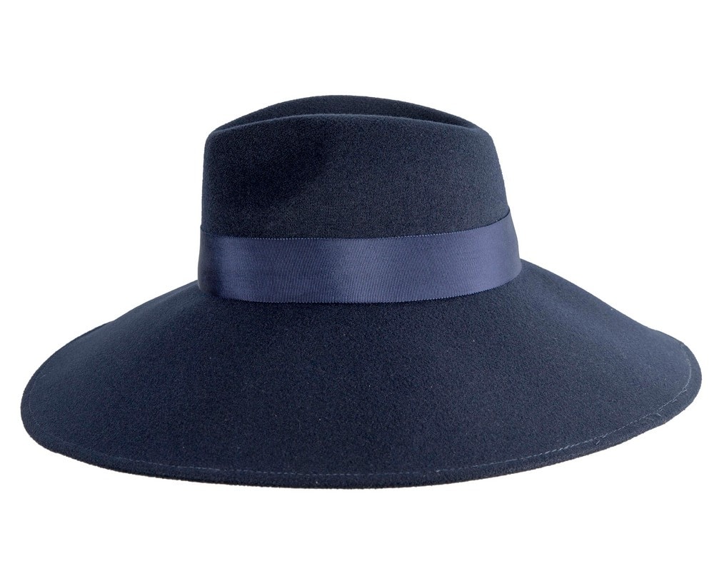 Navy Max Alexander Beige Wide Brim Felt Hat - Fascinators Online Navy Max Alexander Beige Wide Brim Felt Hat - Image 3