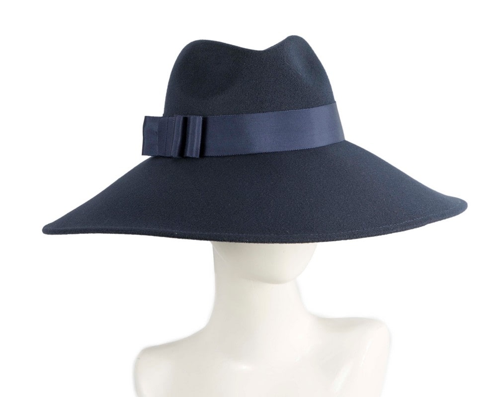Fascinators Online - Navy Max Alexander Beige Wide Brim Felt Hat