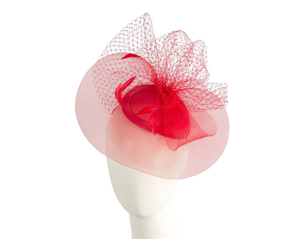 Red custom made cocktail hat - Fascinators Online Red custom made cocktail hat