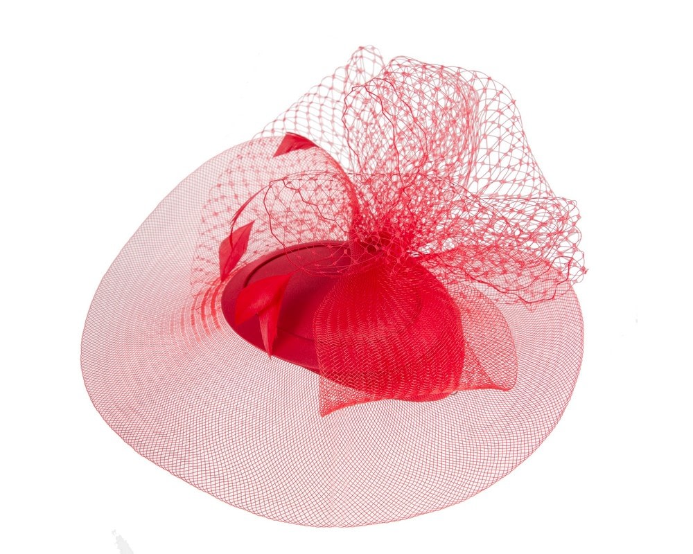 Red custom made cocktail hat - Fascinators Online Red custom made cocktail hat - Image 2