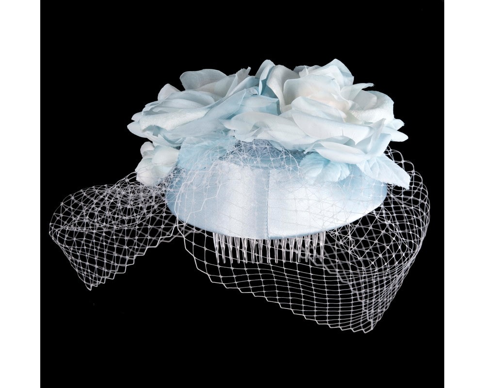 Light Blue Pillbox Fascinator – Handmade in Australia - Fascinators Online Light Blue Pillbox Fascinator – Handmade in Australia - Image 7