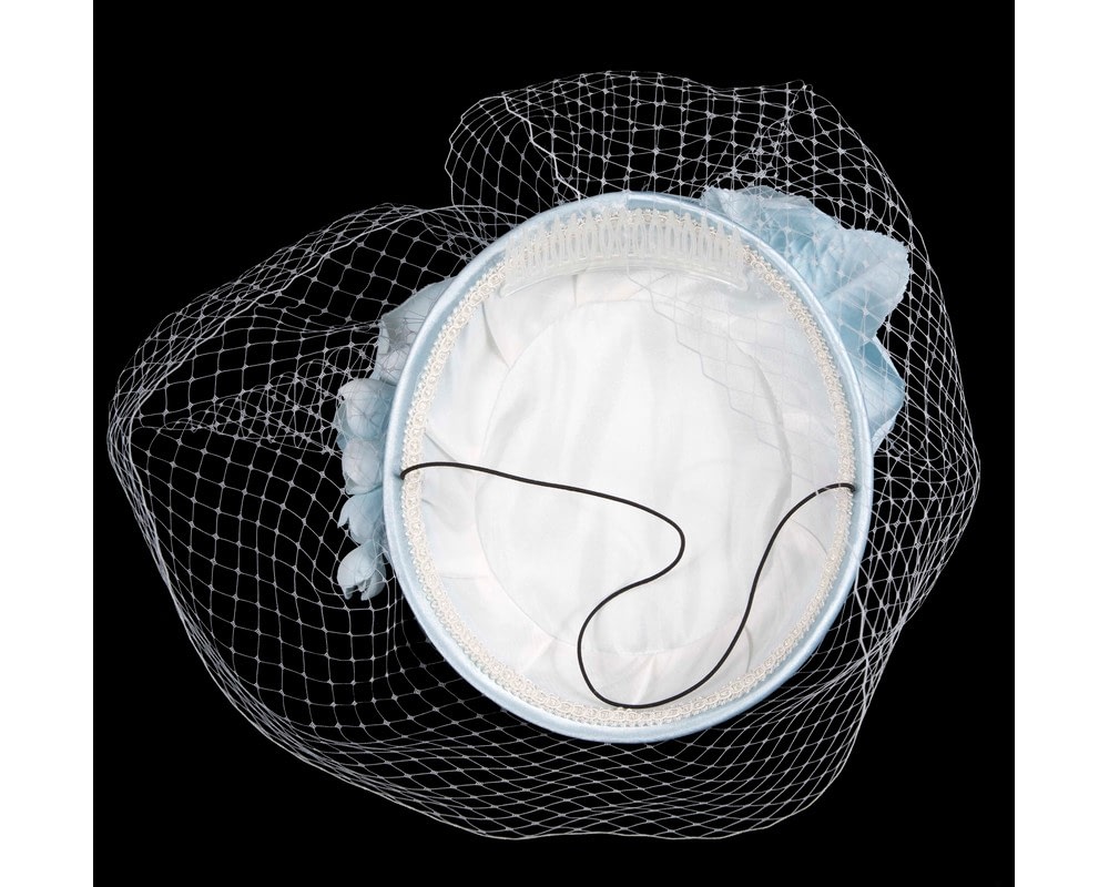 Light Blue Pillbox Fascinator – Handmade in Australia - Fascinators Online Light Blue Pillbox Fascinator – Handmade in Australia - Image 6