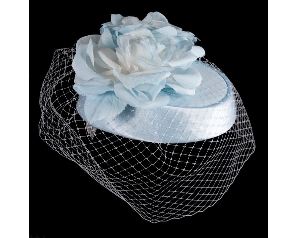 Light Blue Pillbox Fascinator – Handmade in Australia - Fascinators Online Light Blue Pillbox Fascinator – Handmade in Australia - Image 4