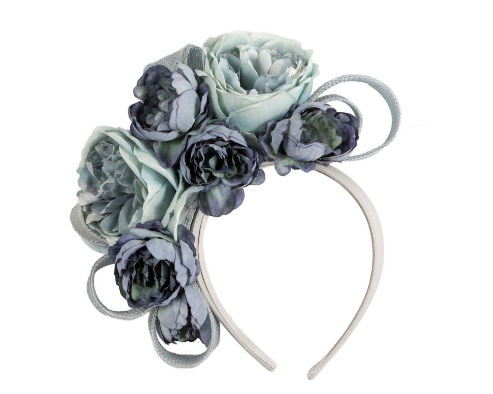Blue flower fascinator headband by Max Alexander - Fascinators Online Blue flower fascinator headband by Max Alexander - Image 2