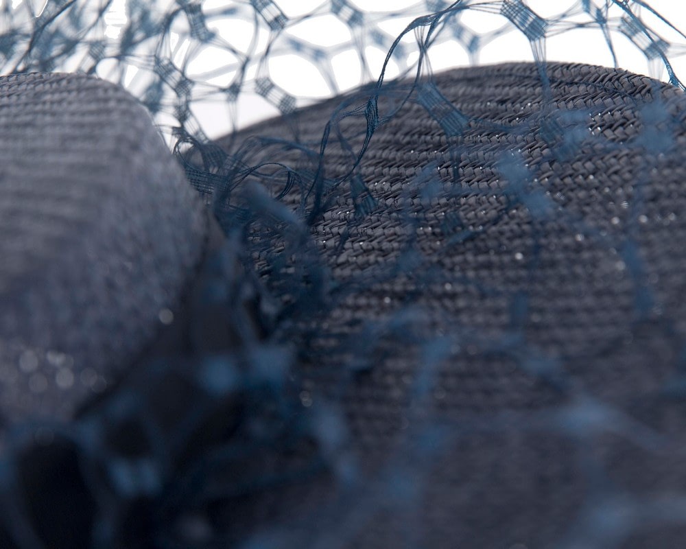 Chic Navy Boater Hat by Fillies Collection - Fascinators Online Chic Navy Boater Hat by Fillies Collection - Image 5