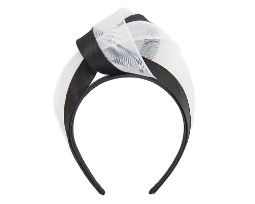 Fascinators Online - Black & white turban headband by Fillies Collection