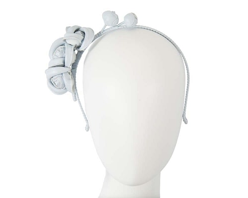 Fascinators Online - Light Blue leather flowers headband by Max Alexander