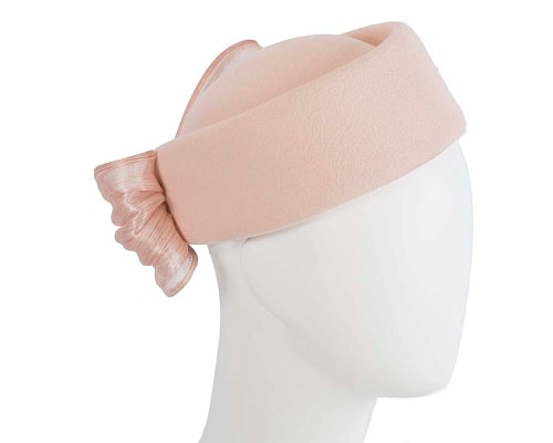 Fascinators Online - Beige felt ladies fashion beret hat with bow by Fillies Collection