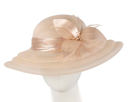 Fascinators Online - Champagne gold custom made mother of the bride hat