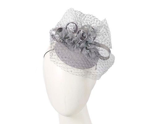 Fascinators Online - Custom made silver cocktail hat by Cupids Millinery