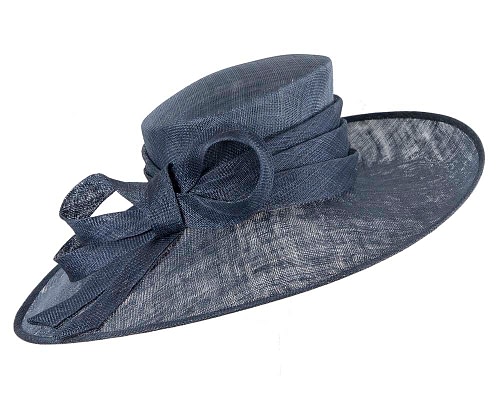 Fascinators Online - Exclusive navy sinamay hat by Max Alexander