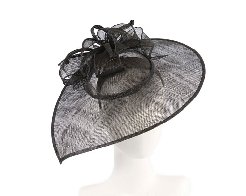 Fascinators Online - Wide brim black sinamay fascinator hat by Max Alexander