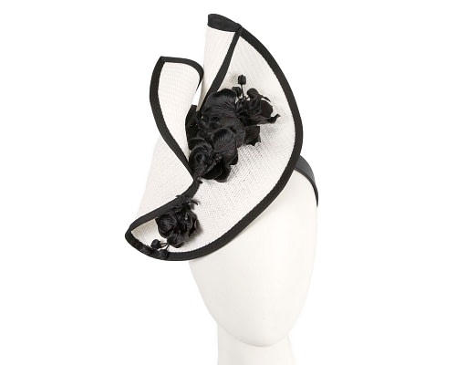 Fascinators Online - White & black fascinator with orchid by Fillies Collection