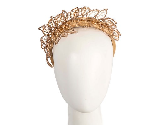 Fascinators Online - Elegant Gold Leaf Fascinator Headband by Fillies Collection