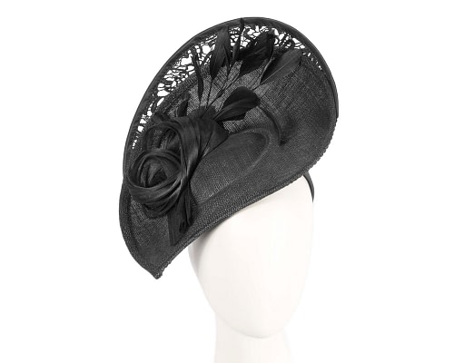 Fascinators Online - Black sinamay & lace fascinator by Fillies Collection