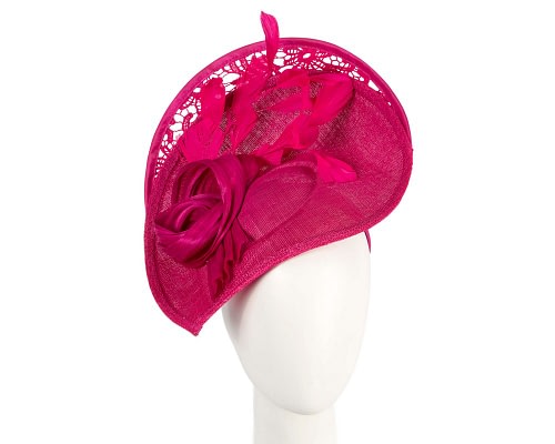 Fascinators Online - Fuchsia sinamay & lace fascinator by Fillies Collection