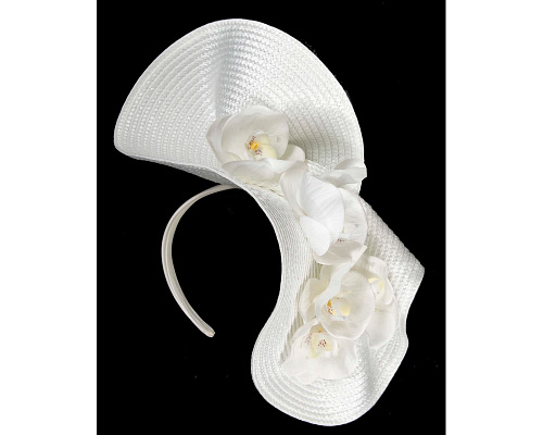 Fascinators Online - Astonishing white fascinator with orchids by Fillies Collection