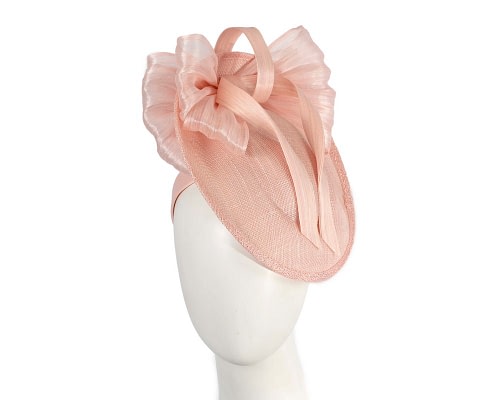 Fascinators Online - Bespoke pink sinamay fascinator with bow by Fillies Collection