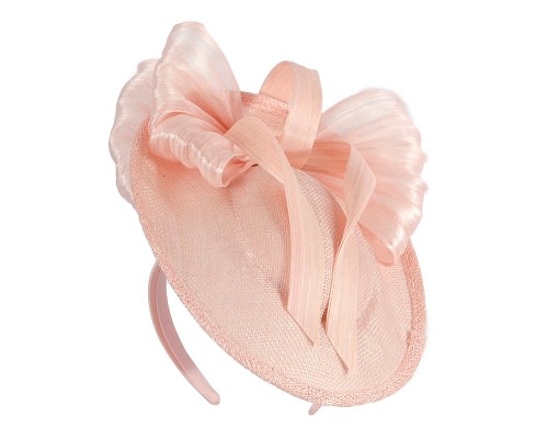 Fascinators Online - Bespoke pink sinamay fascinator with bow by Fillies Collection