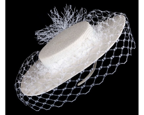 Fascinators Online - Chic White Boater Hat by Fillies Collection